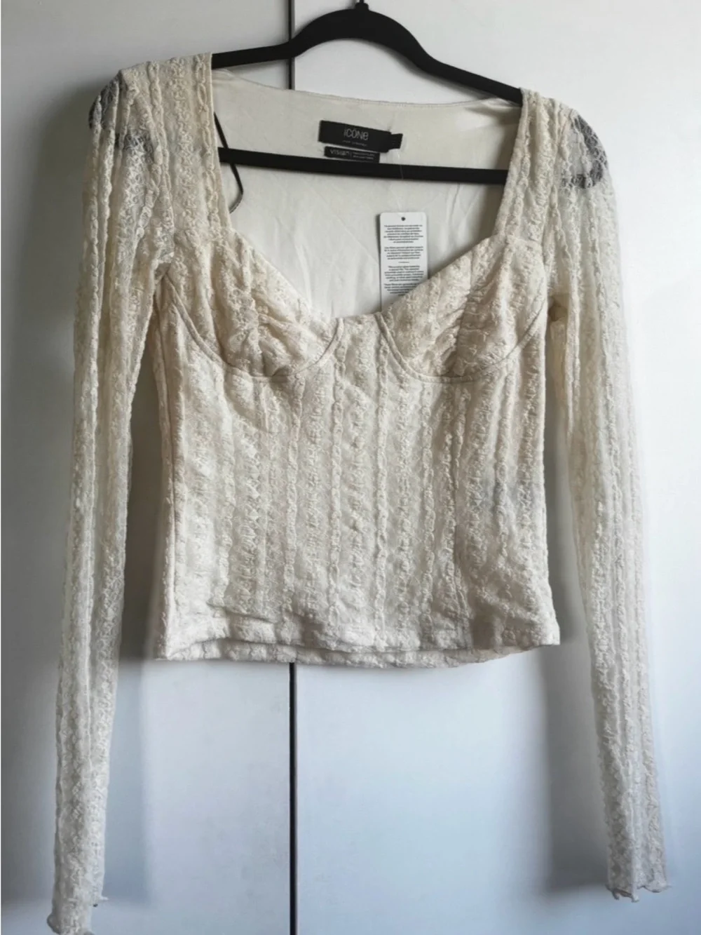 NWT Simons Icône Romantic Lace Bustier Top Cream Size M - Picture 2 of 3